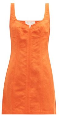 Anita Sweetheart-neckline Linen-blend Mini Dress - Womens - Orange