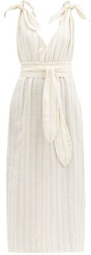 Calypso Striped Linen-blend Dress - Womens - Cream Stripe