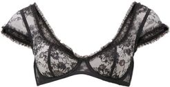 Sunbury Street Cap Sleeve Lace Bra Top - Womens - Black