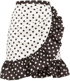 Ruffled Polka-dot Skirt - Womens - White Black