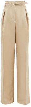 Dora Silk-blend Wide-leg Trousers - Womens - Beige