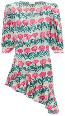 Flore Floral-print Silk-crepe Dress - Womens - Pink Print