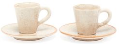 Set Of Two Ceramic Cups And Saucers - Cream