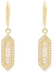 Triple Baguette Diamond And Gold Drop Earrings - Womens - Gold