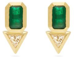 Diamond, Emerald & 18kt Gold Earrings - Womens - Gold