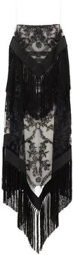 Tasselled Tulle-overlay Twill Dress - Womens - Black