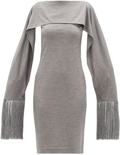 Fringed-cuff Merino-wool Dress - Womens - Grey