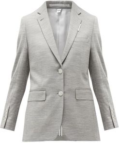 Single-breasted Wool-blend Jersey Jacket - Womens - Grey