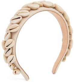 Cowry-shell Straw Headband - Womens - Beige