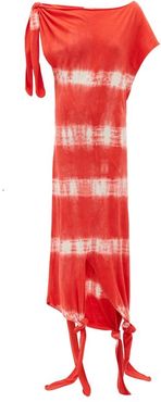 Knotted Tie-dye Silk-cotton Dress - Womens - Red White