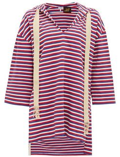 Hooded Striped Cotton-jersey Tunic - Womens - Red Multi