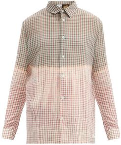 Two-tone Checked Cotton-poplin Shirt - Mens - Grey