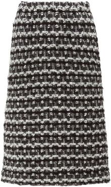 Tweed Pencil Skirt - Womens - Black White