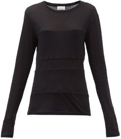 Double-panel Long-sleeved Cotton-blend T-shirt - Womens - Black