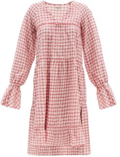 Medina Tiered Gingham Cotton-blend Dress - Womens - Pink Print