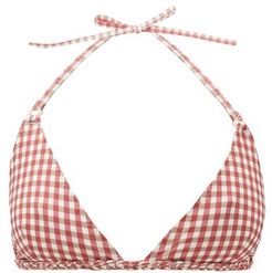 Ariana Gingham Triangle Bikini Top - Womens - Red Print