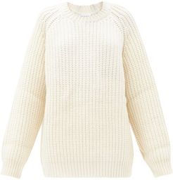 Oversized Crew-neck Chunky Wool-blend Sweater - Womens - Cream