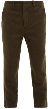 Tapered-leg Boiled Wool Trousers - Mens - Green