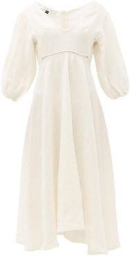 Market Empire-waist Linen Midi Dress - Womens - Cream