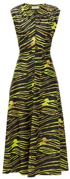 Tiger-print Stretch-jersey Midi Dress - Womens - Black Yellow