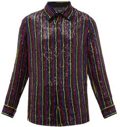 Sequin-embellished Chiffon Shirt - Womens - Black Multi