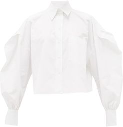 Puff-sleeved Cotton Shirt - Womens - White