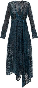 Aida Wrap-effect Fil-coupé Dress - Womens - Blue Multi