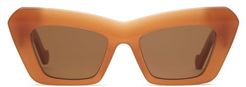 Anagram-logo Cat-eye Acetate Sunglasses - Womens - Orange