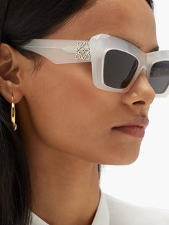 Anagram-logo Cat-eye Acetate Sunglasses - Womens - White