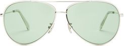 Aviator Metal Sunglasses - Womens - Green Silver