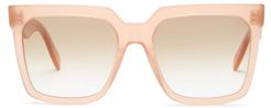 Flat-top Oversized Square Acetate Sunglasses - Womens - Light Pink