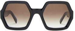 Oversized Hexagonal Acetate Sunglasses - Womens - Black