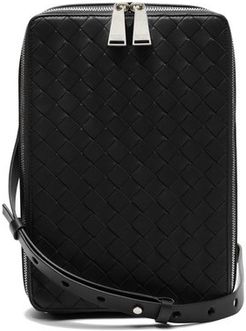 Intrecciato Leather Cross-body Bag - Mens - Black