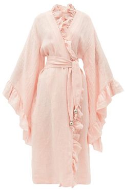 Anita Ruffled Metallic Linen-blend Cover Up - Womens - Pink