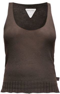 Scoop-neck Cashmere-blend Tank Top - Womens - Dark Brown