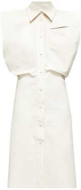 Structured Canvas Shirt Dress - Womens - White