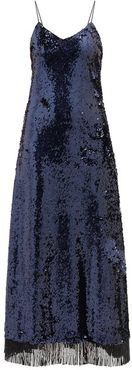 Kelpie Beaded-hem Sequinned Dress - Womens - Navy