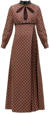 Cutout Gg-jacquard And Lurex Cotton-blend Dress - Womens - Brown