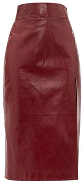 High-rise Leather Pencil Skirt - Womens - Burgundy