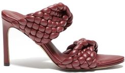 The Curve Padded Intrecciato Leather Mules - Womens - Burgundy