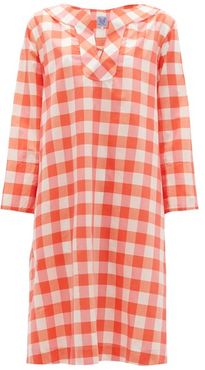 Samia Sailor-collar Cotton-blend Gingham Dress - Womens - Pink Multi