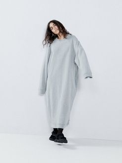 Recycled-yarn Cotton-blend Sweatshirt Dress - Womens - Grey Marl
