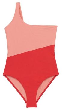 Magda Asymmetric Two-tone Swimsuit - Womens - Red Multi