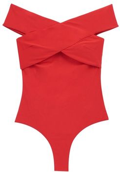 Paula Off-the-shoulder Swimsuit - Womens - Red
