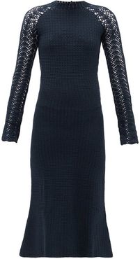 Pirka Open-back Crocheted-cotton Midi Dress - Womens - Navy