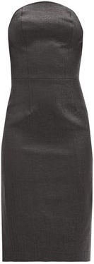 Lady Godiva Coated-linen Bustier Dress - Womens - Black