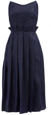 Beloved Origami-pleated Wool-blend Dress - Womens - Navy