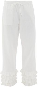Talitha Tiered-cuff Organic-cotton Trousers - Womens - White