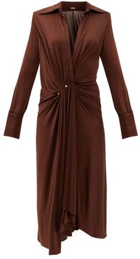 Lorenne V-neck Jersey Dress - Womens - Dark Brown