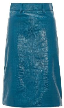 Lolitta Crocodile-effect Leather Skirt - Womens - Blue